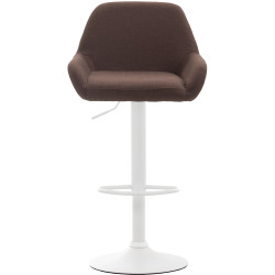 Lot de 2 tabourets de bar Braga, tissu, blanc/marron