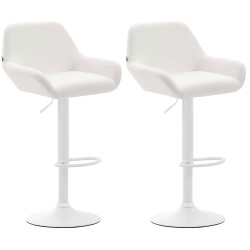 Lot de 2 tabourets de bar Braga, similicuir, blanc