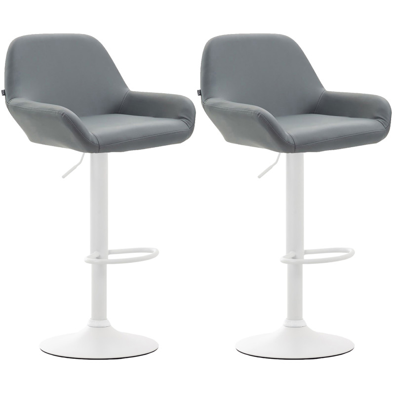 Conjunto de 2 banquetas de bar Braga, em couro sintético, branco/cinza