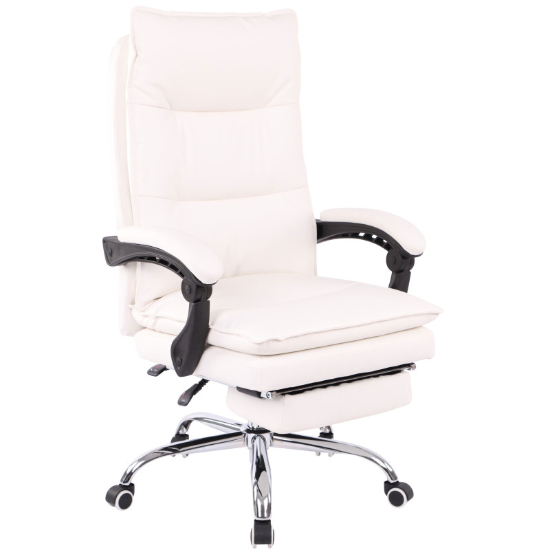 Chaise de bureau Power en cuir artificiel blanc