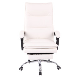 Chaise de bureau Power en cuir artificiel blanc