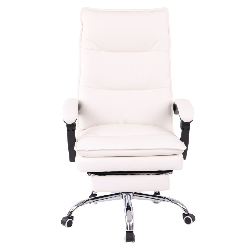 Chaise de bureau Power en cuir artificiel blanc