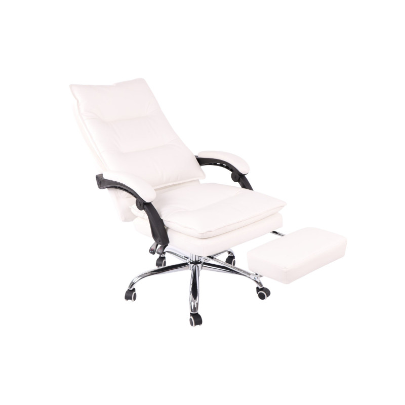 Chaise de bureau Power en cuir artificiel blanc