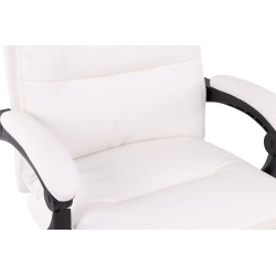 Chaise de bureau Power en cuir artificiel blanc