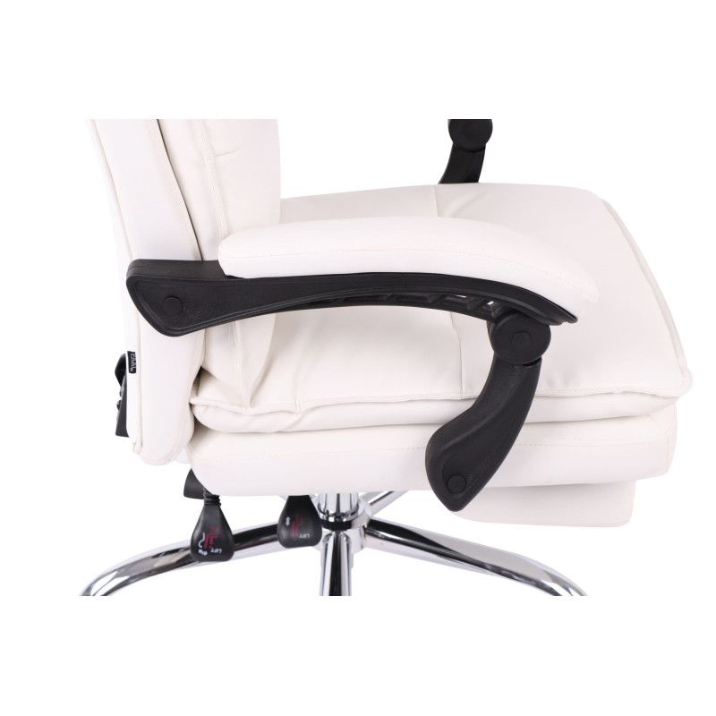 Chaise de bureau Power en cuir artificiel blanc