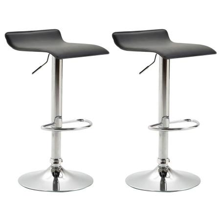Ensemble de 2 tabourets de bar Dyn V2, similicuir, chrome, noir