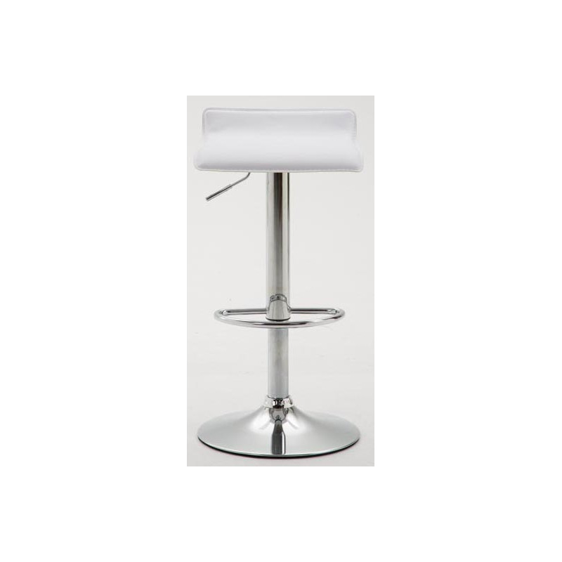 Juego de 2 taburetes de bar Dyn V2, piel sintética, cromados, blancos