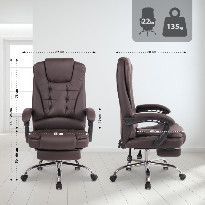 Chaise de bureau Oxygen en cuir artificiel brun
