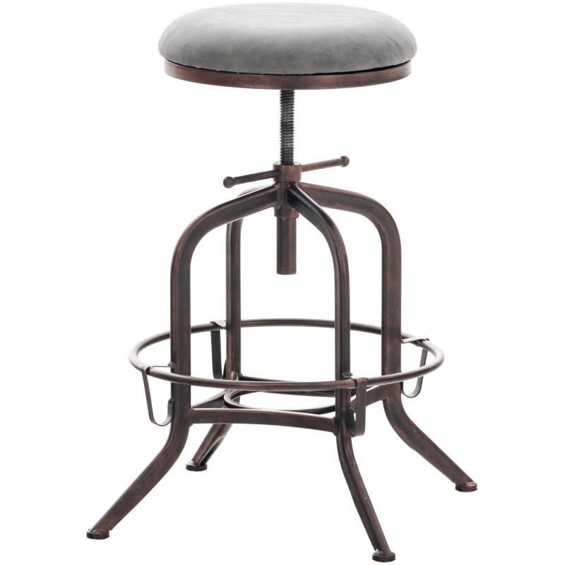 Taburete de bar Avadi Vintage, piel sintética, bronce/gris oscuro