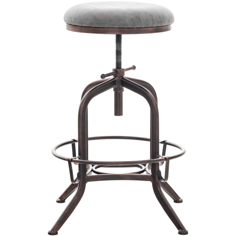 Tabouret de bar vintage Avadi, similicuir, bronze/gris foncé