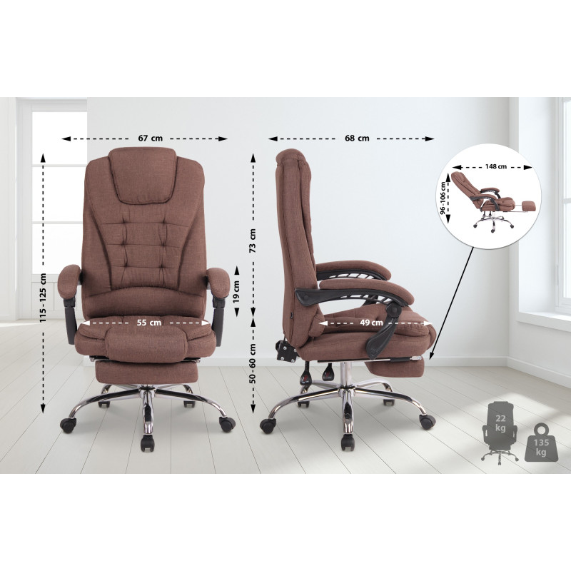 Chaise de bureau en tissu Oxygen brun