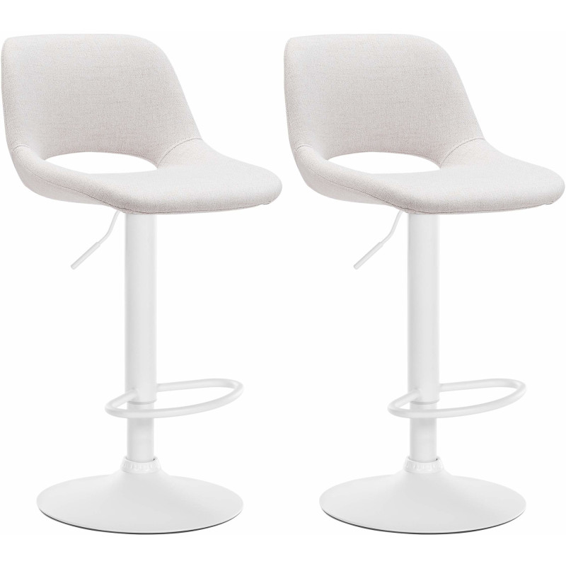 Lot de 2 tabourets de bar Camden en tissu blanc et crème