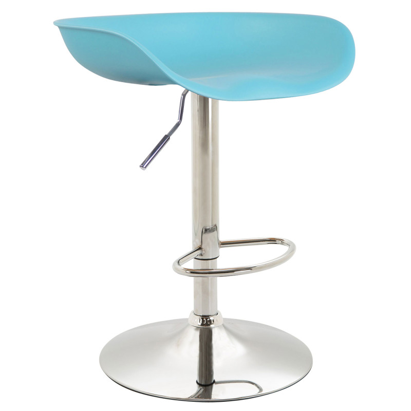 Tabouret de bar Anaheim, plastique, chromé, bleu