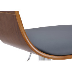 Sgabello da bar Kingston C, similpelle, noce/grigio