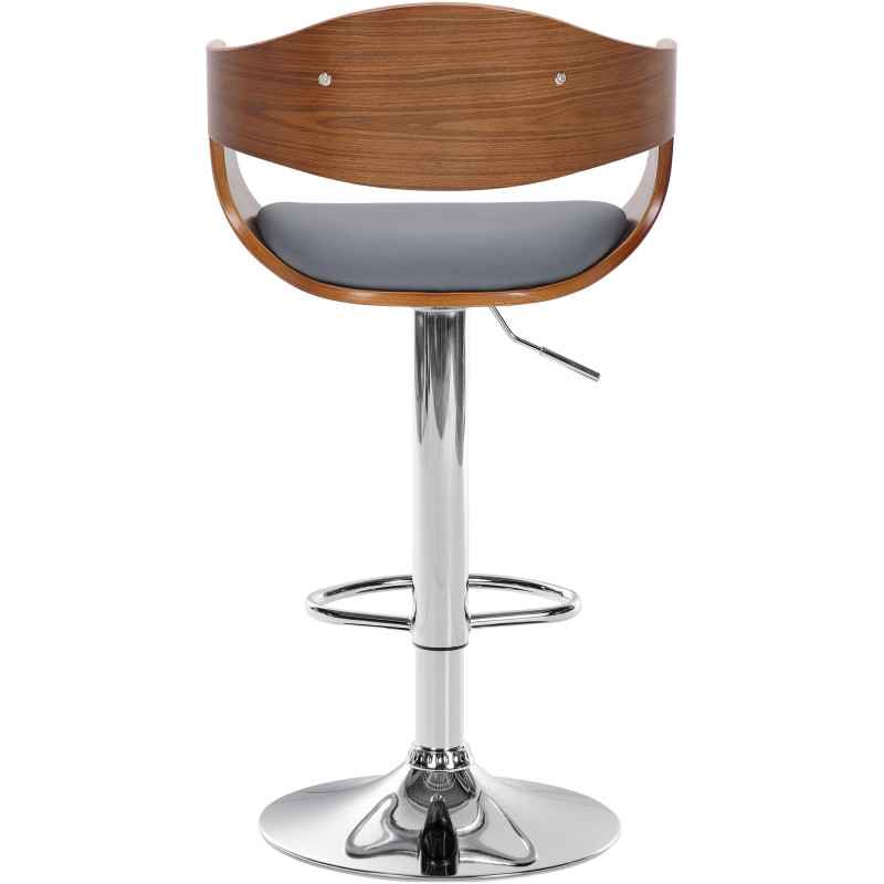 Tabouret de bar Kingston C, similicuir, noyer/gris