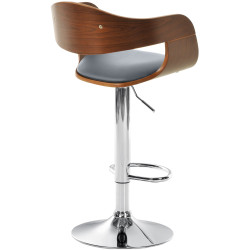 Tabouret de bar Kingston C, similicuir, noyer/gris