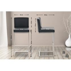 Conjunto de 2 banquetas de bar Paros, em couro sintético, pretas.