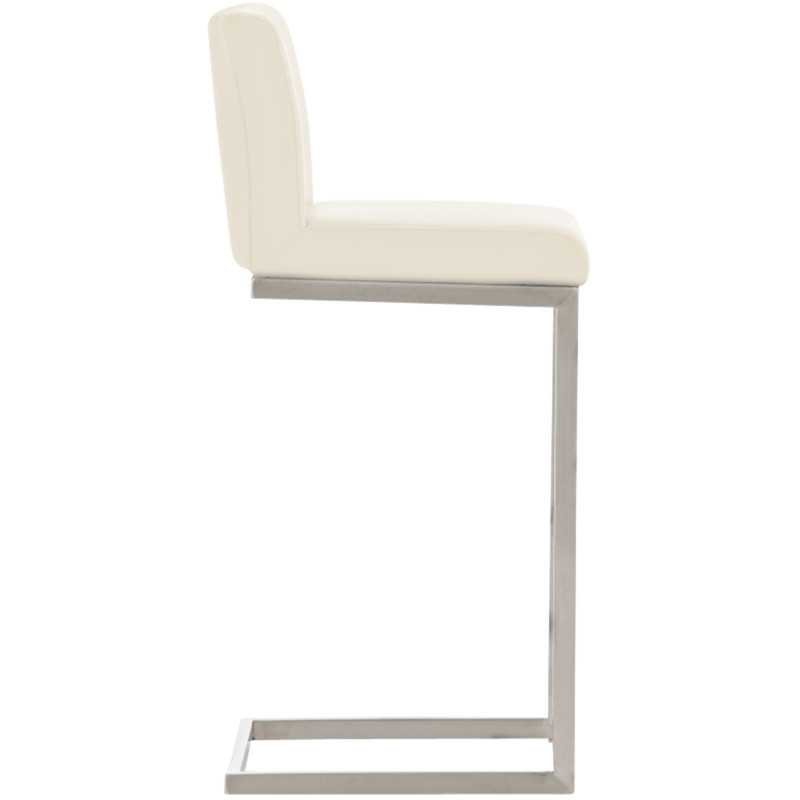 Conjunto de 2 banquetas Paros, em couro sintético, cor creme.