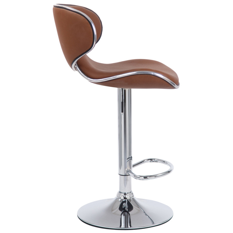 Tabouret de bar Las Vegas V2, chromé, marron clair