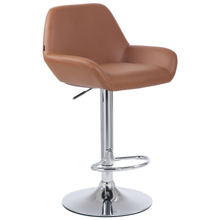 Tabouret de bar Braga, similicuir, chromé, marron clair
