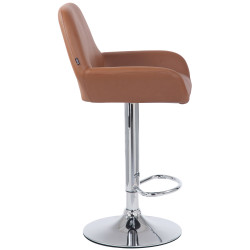 Tabouret de bar Braga, similicuir, chromé, marron clair