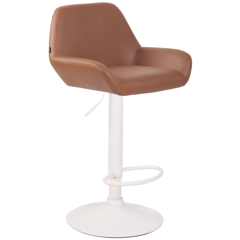 Tabouret de bar Braga, similicuir, blanc/marron clair