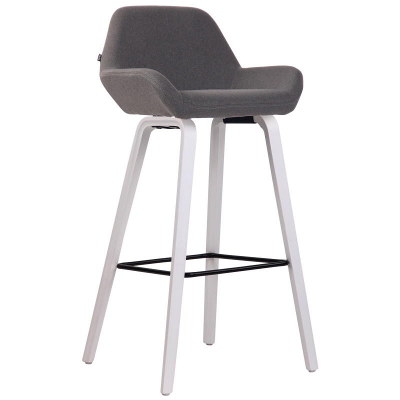 Tabouret de bar Newnan, tissu, piètement à 4 pieds, blanc (chêne) gris foncé