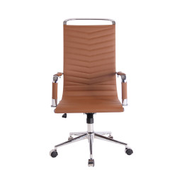 Chaise de bureau Batley en similicuir marron clair
