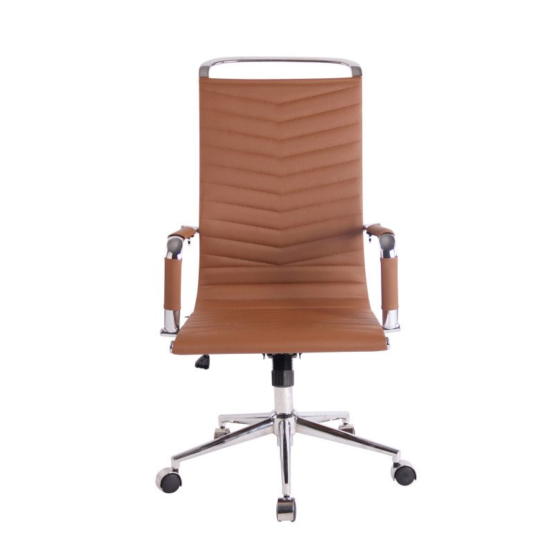 Chaise de bureau Batley en similicuir marron clair