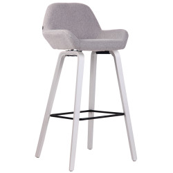 Tabouret de bar Newnan, tissu, piètement à 4 pieds, blanc (chêne) gris