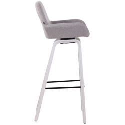 Tabouret de bar Newnan, tissu, piètement à 4 pieds, blanc (chêne) gris