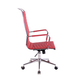 Chaise de bureau Batley en similicuir rouge