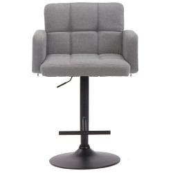 Tabouret de bar Los Angeles, tissu noir et gris