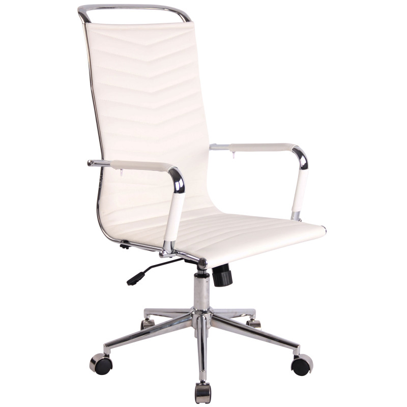 Chaise de bureau Batley en similicuir blanc
