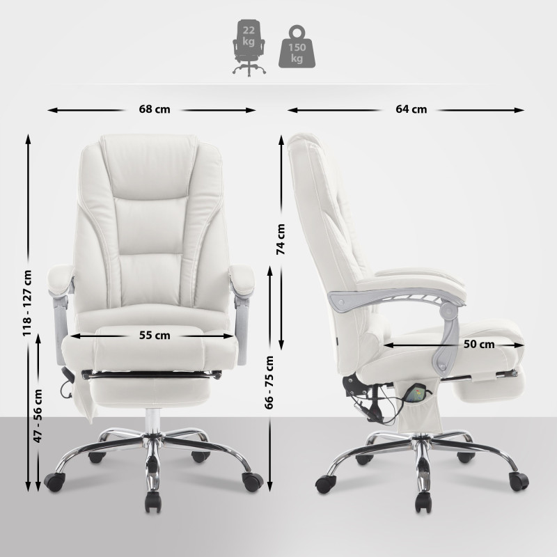 Chaise de bureau Pacific avec fonction massage V2 blanc