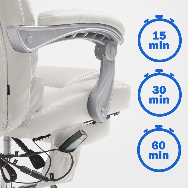Chaise de bureau Pacific avec fonction massage V2 blanc