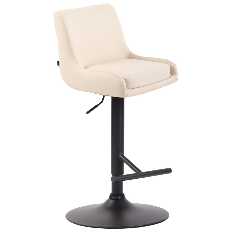 Tabouret de bar Club, similicuir, noir et crème