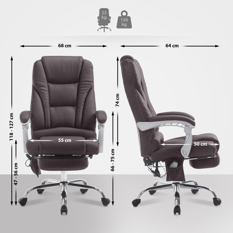 Chaise de bureau Pacific avec fonction massage V2 brun