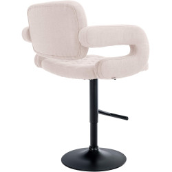 Tabouret de bar Dublin, en tissu, noir et beige
