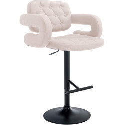 Tabouret de bar Dublin, en tissu, noir et beige