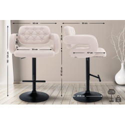 Tabouret de bar Dublin, en tissu, noir et beige