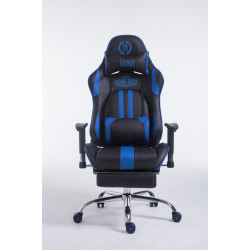 Chaise de bureau de course Limit V2 en cuir artificiel avec repose-pieds noir/bleu
