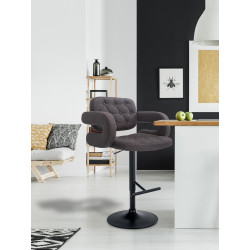 Tabouret de bar Dublin, tissu, noir/gris foncé