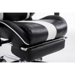 Chaise de bureau de course Limit V2 en cuir artificiel avec repose-pieds noir/blanc