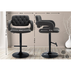 Tabouret de bar Dublin, noir et gris