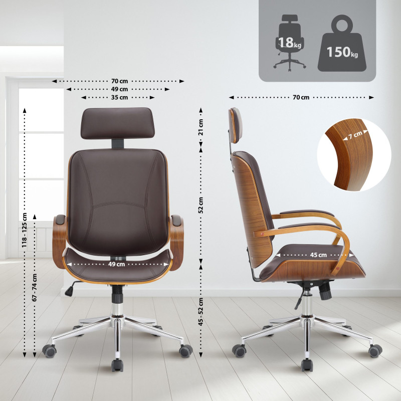 Chaise de bureau Dayton noyer/marron