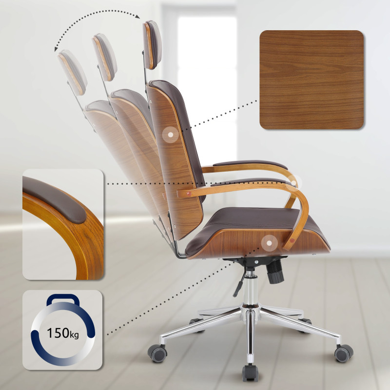 Chaise de bureau Dayton noyer/marron
