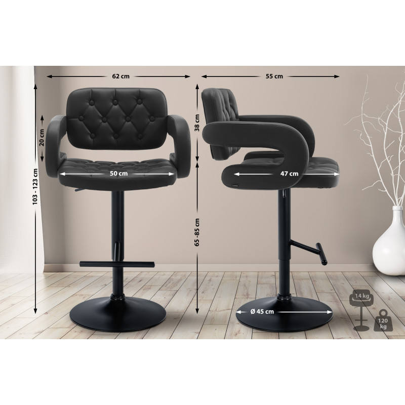 Tabouret de bar Dublin, noir