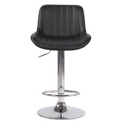 Tabouret de bar Lentini, similicuir, chrome, noir