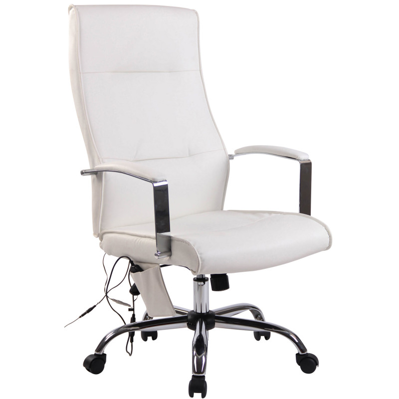 Chaise de bureau Portland en cuir artificiel avec fonction de massage blanc
